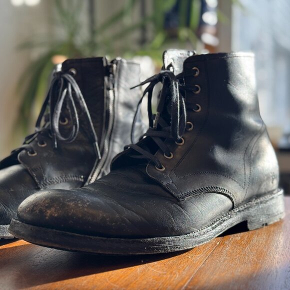 Frye antiqued black Bowery Lace Up- Mens 13 - Picture 1 of 10